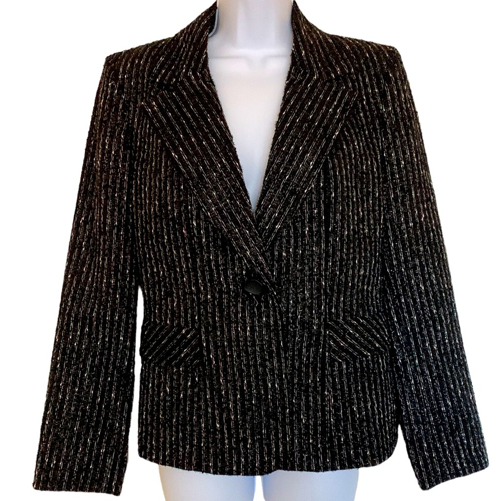 Albert Nipon Jacket, VTG, black with white and sliver “highlights”